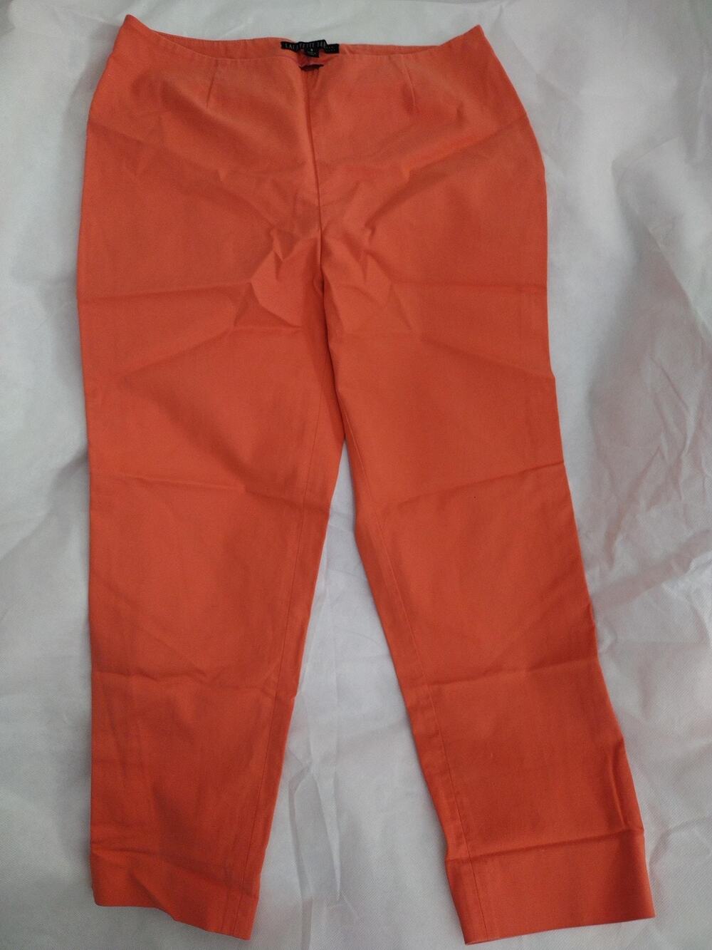 Lafayette 148 New York Pants Womens Sz 8 Orange Stretch Cropped Ankle Capri